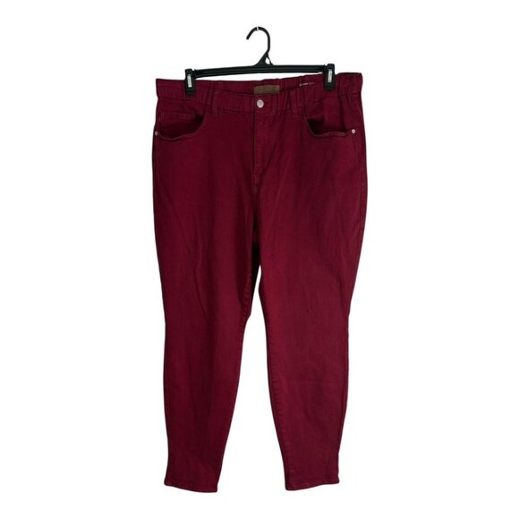 Judy Blue Womens Jeans Adult Plus Size 18W Elastic Stretch Tapered Maroon Denim - Picture 1 of 12